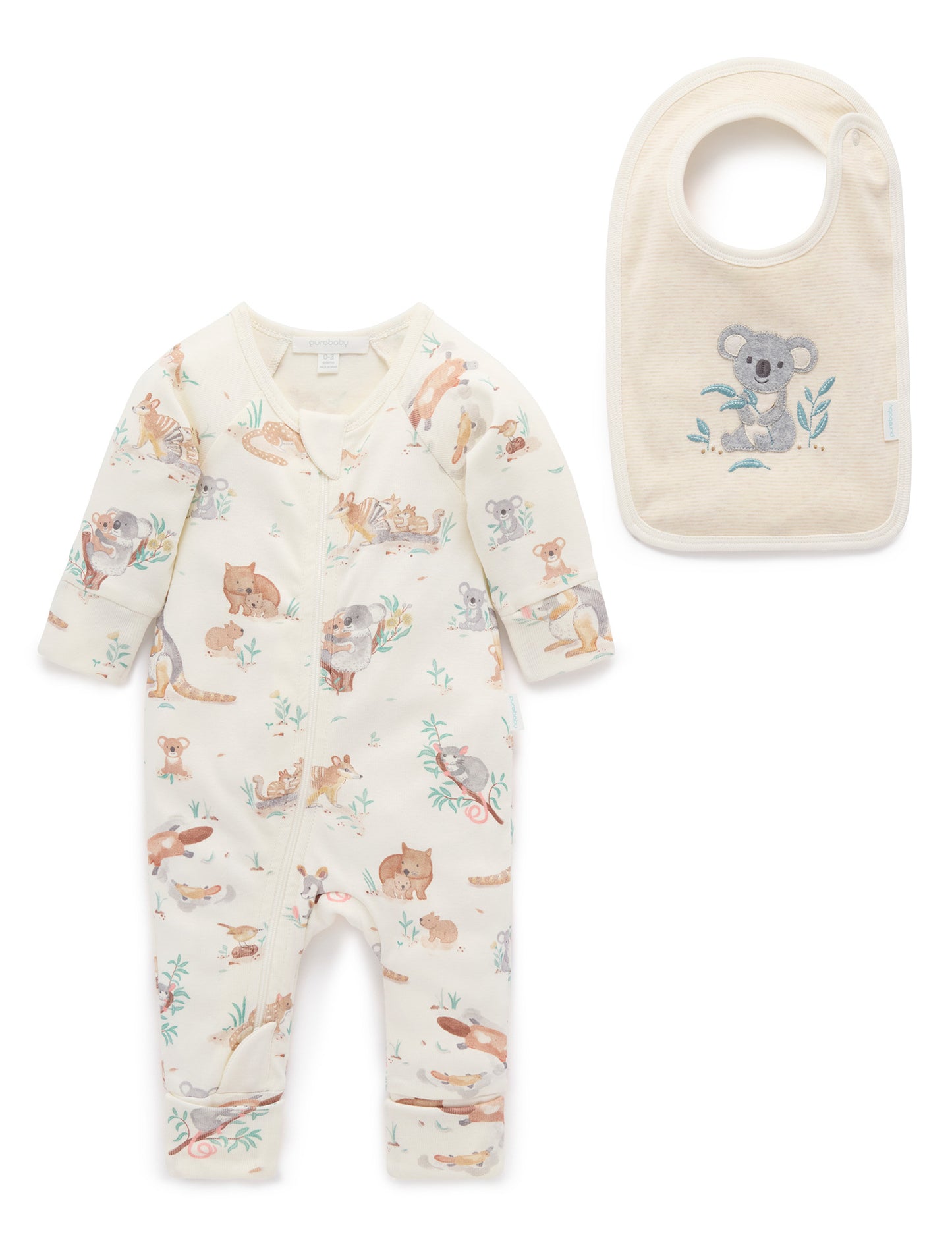 Bush Babies Zip Growsuit & Reversible Bib