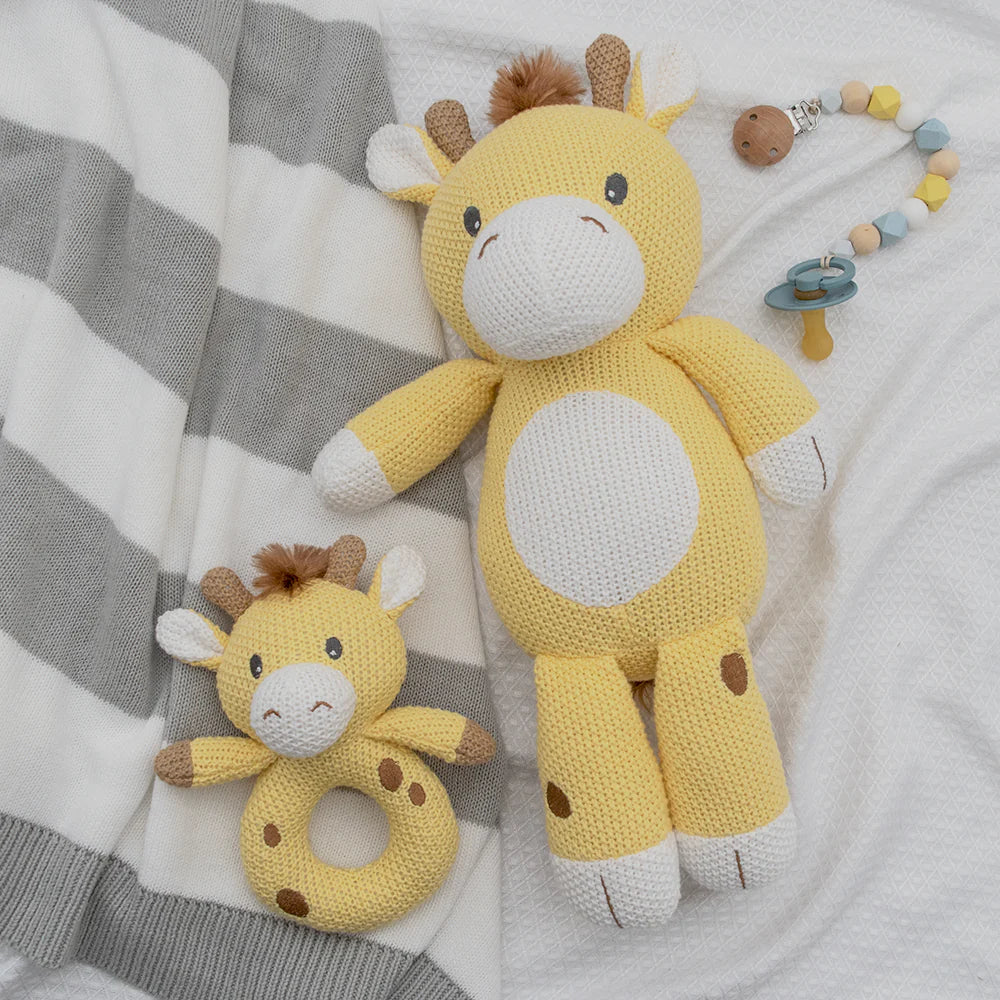 Noah the Giraffe Knitted Rattle