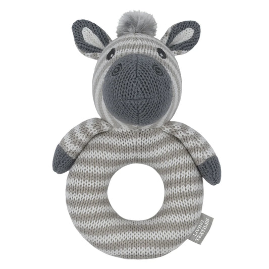 Zac the Zebra Knitted Rattle