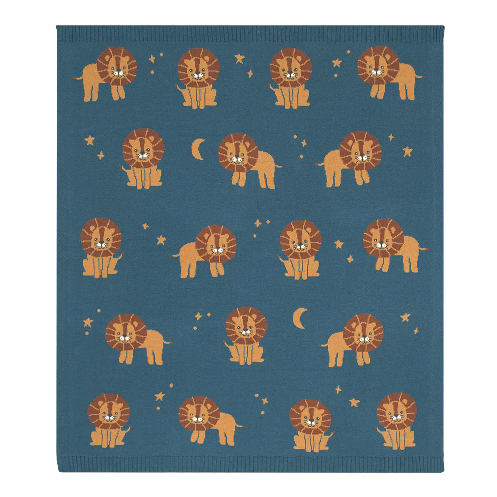 Cotton Knit Baby Blanket - Lion