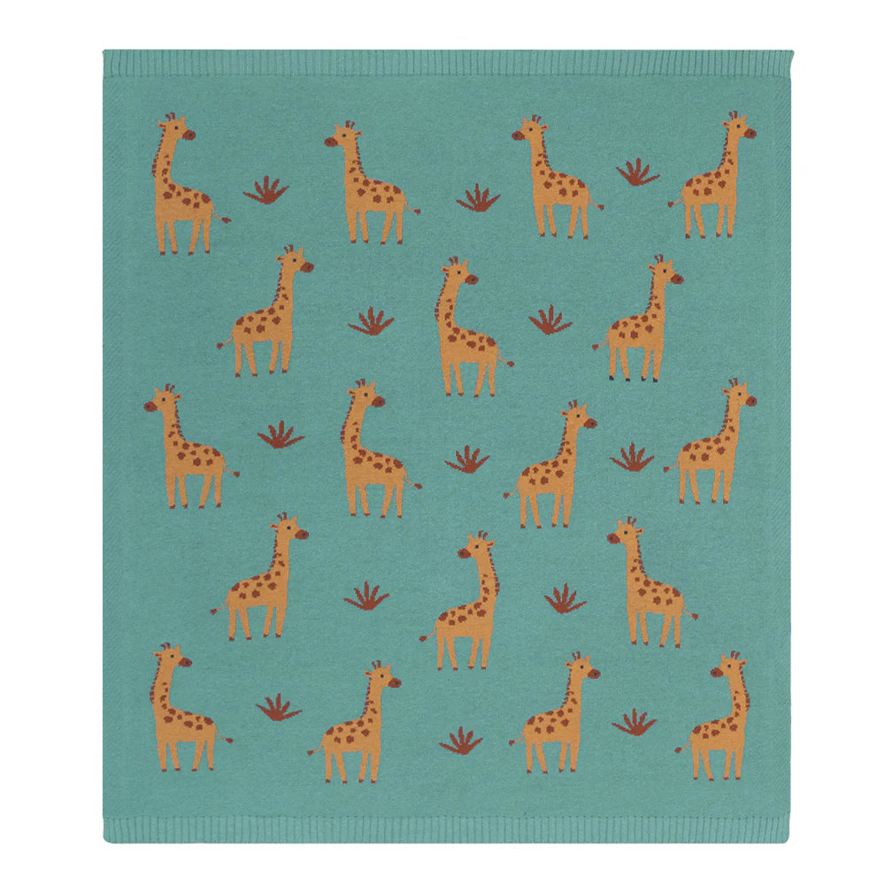 Cotton Knit Baby Blanket - Giraffe