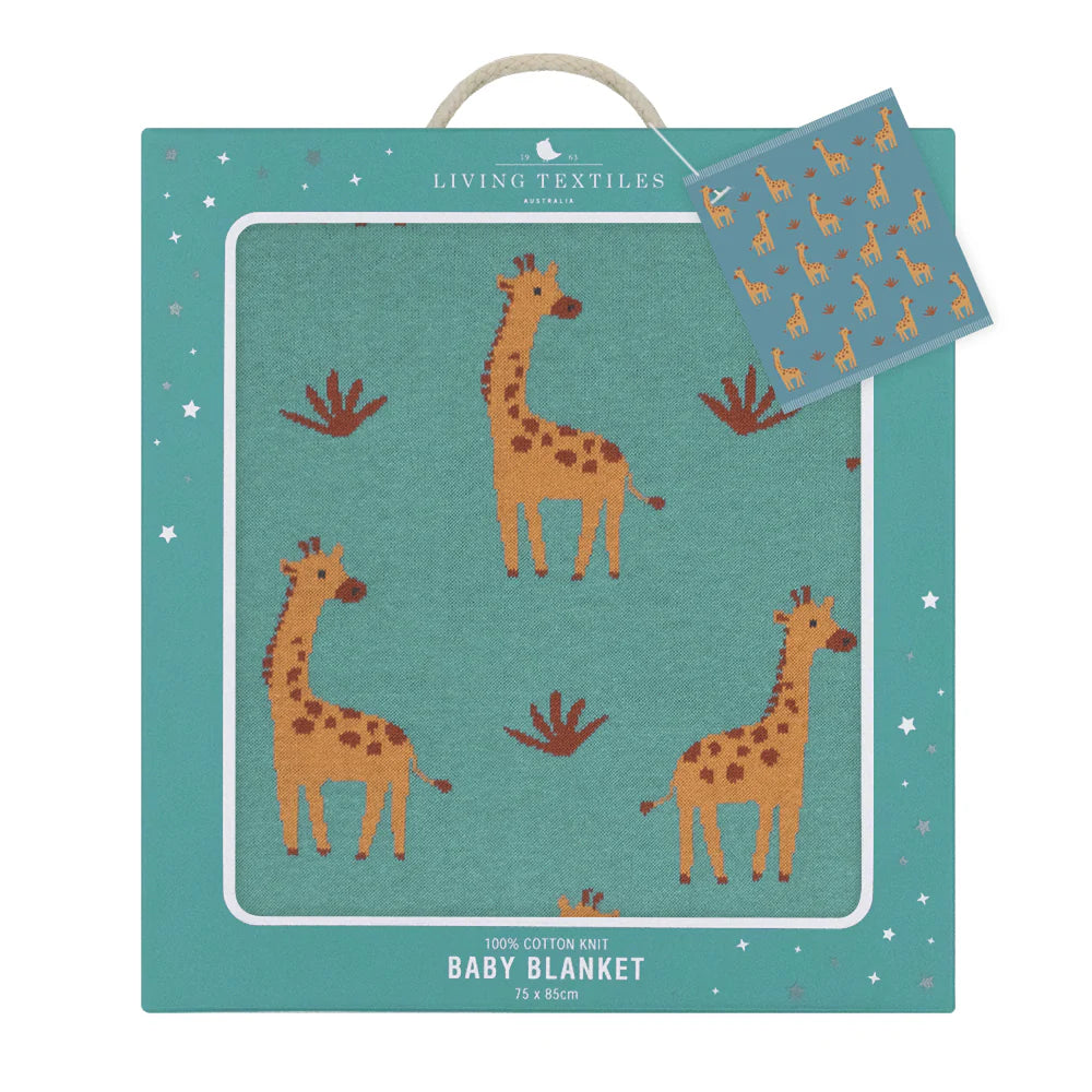 Cotton Knit Baby Blanket - Giraffe