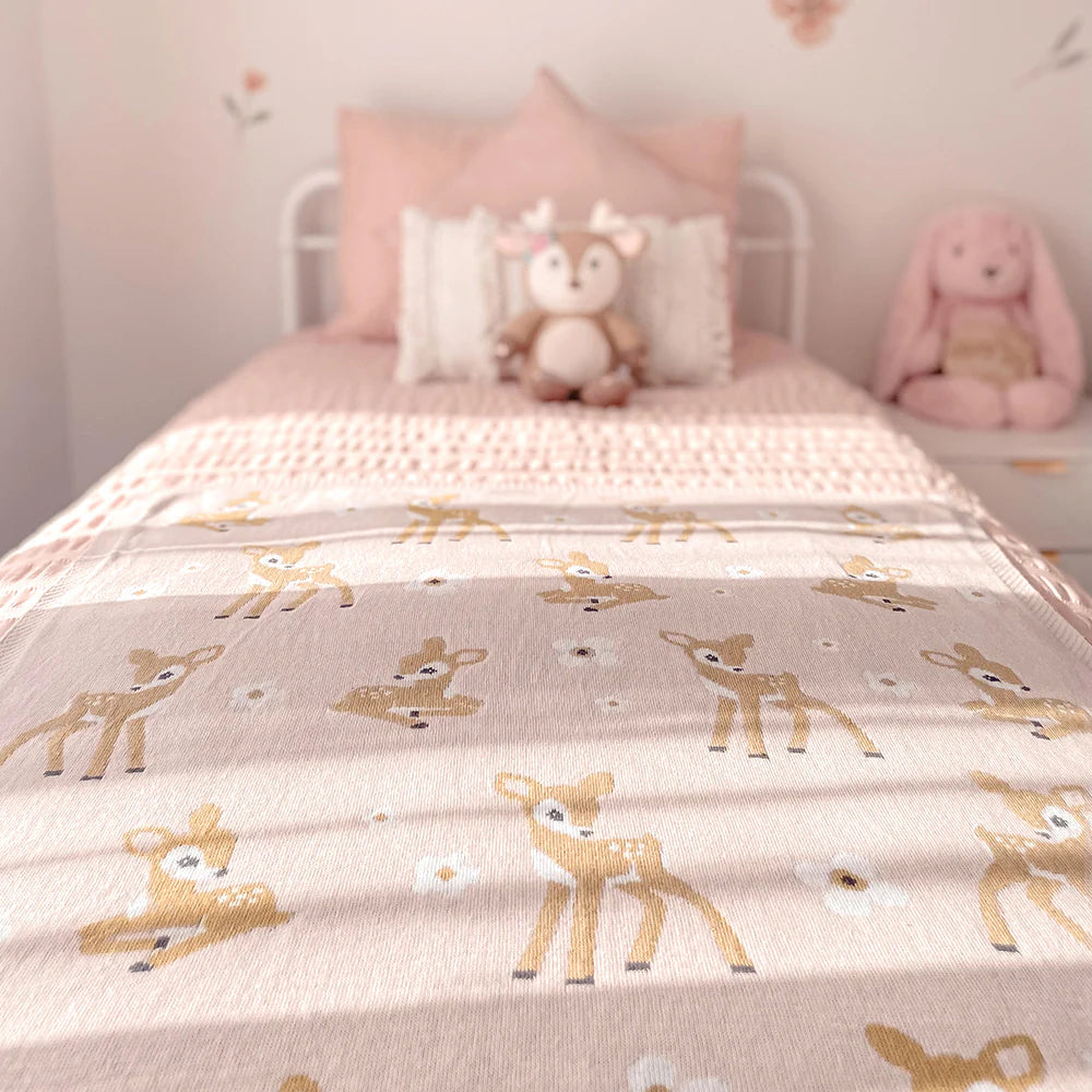 Cotton Knit Baby Blanket - Fawn