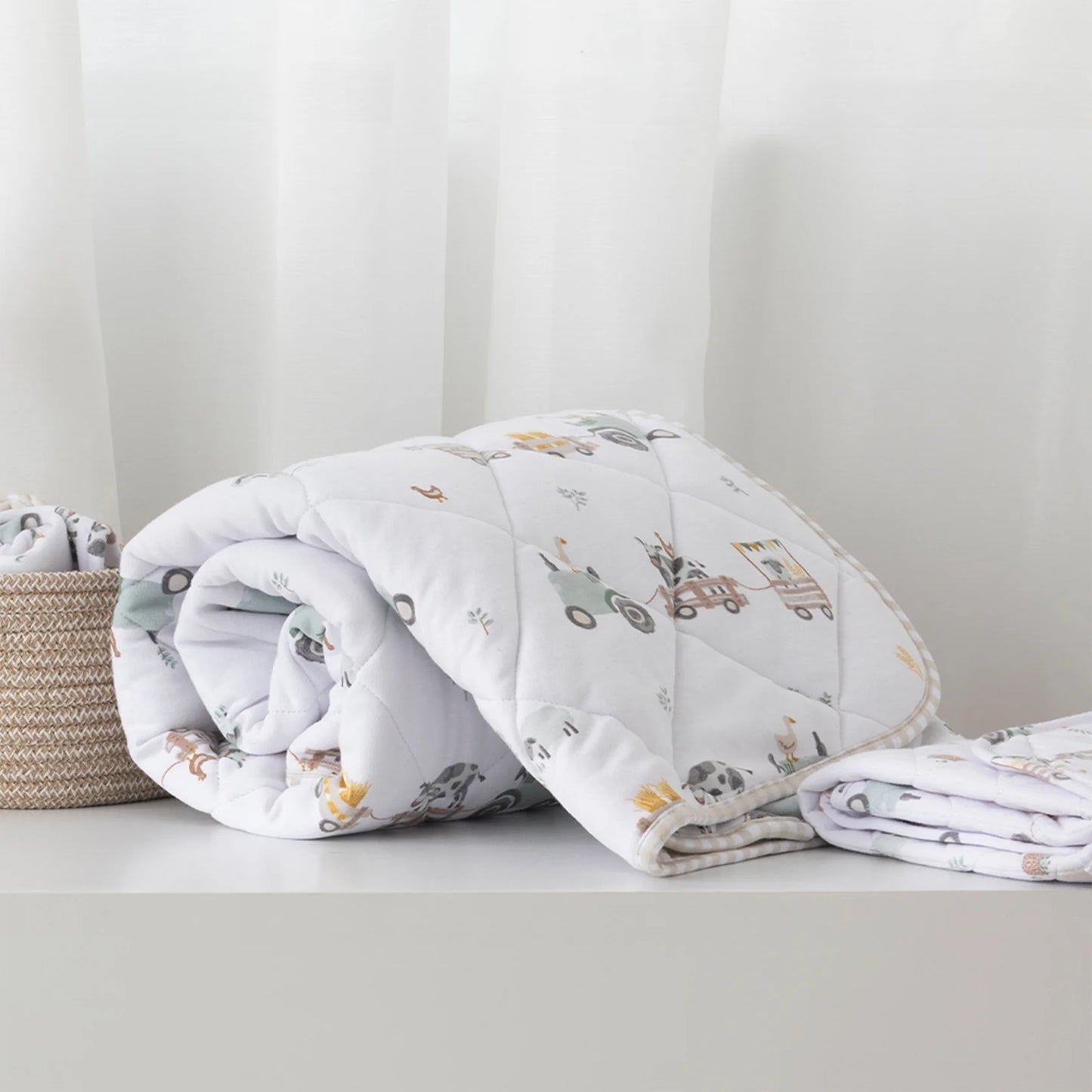 Tractor Ride - Organic Jersey Quilted Cot Comforter