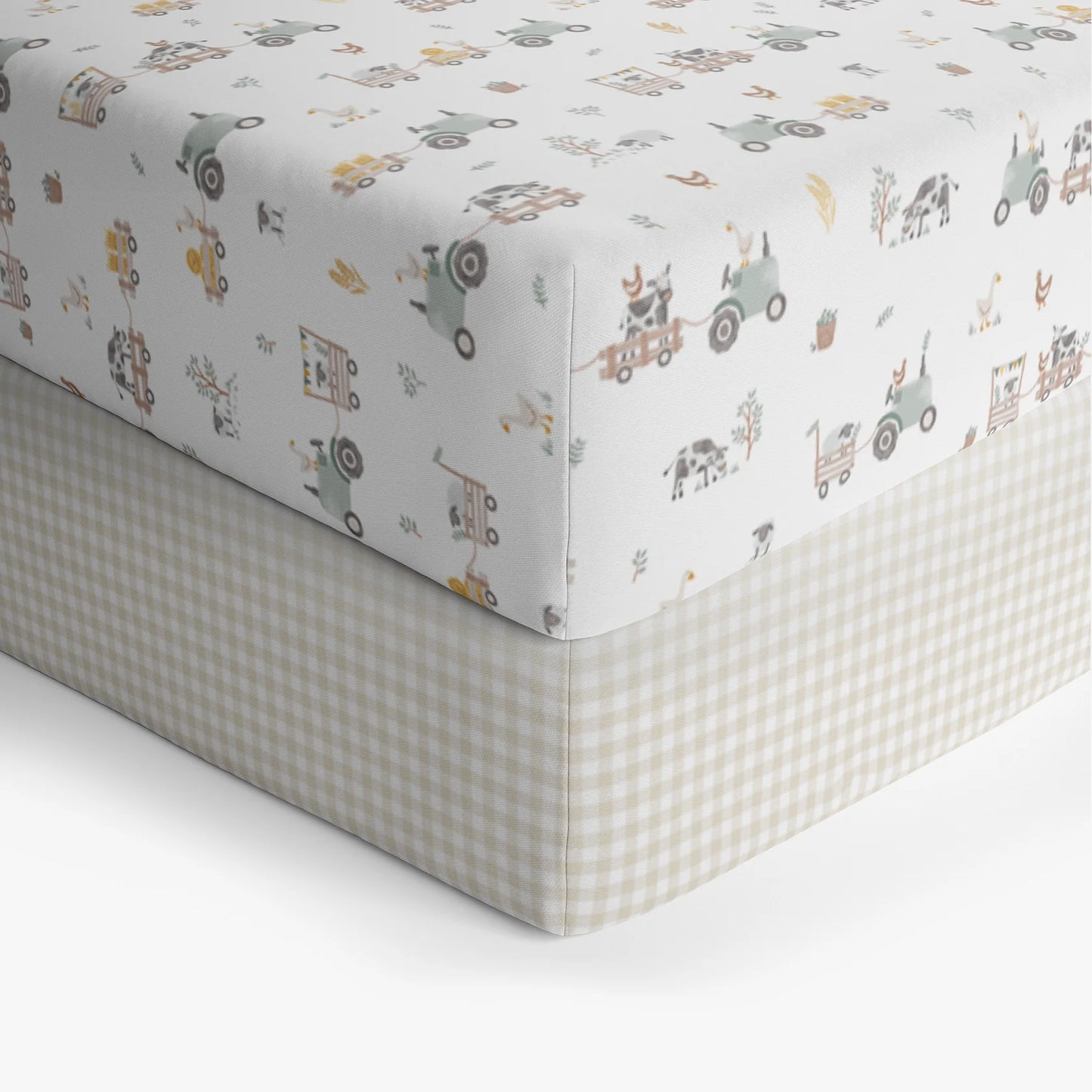 Tractor Ride - Organic Jersey Cot Fitted Sheet 2pk