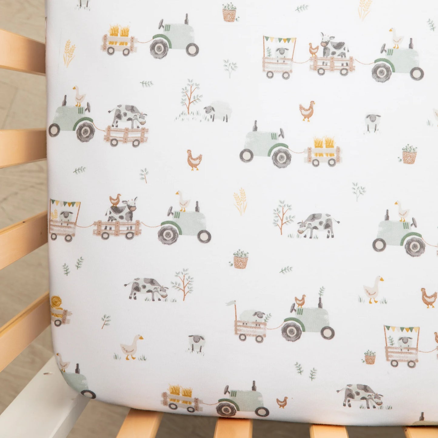 Tractor Ride - Organic Jersey Cot Fitted Sheet 2pk