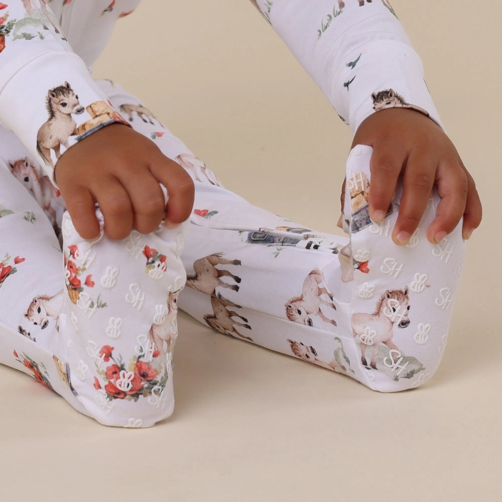 Pony Pals Organic Snuggle Zip Footie with Frills