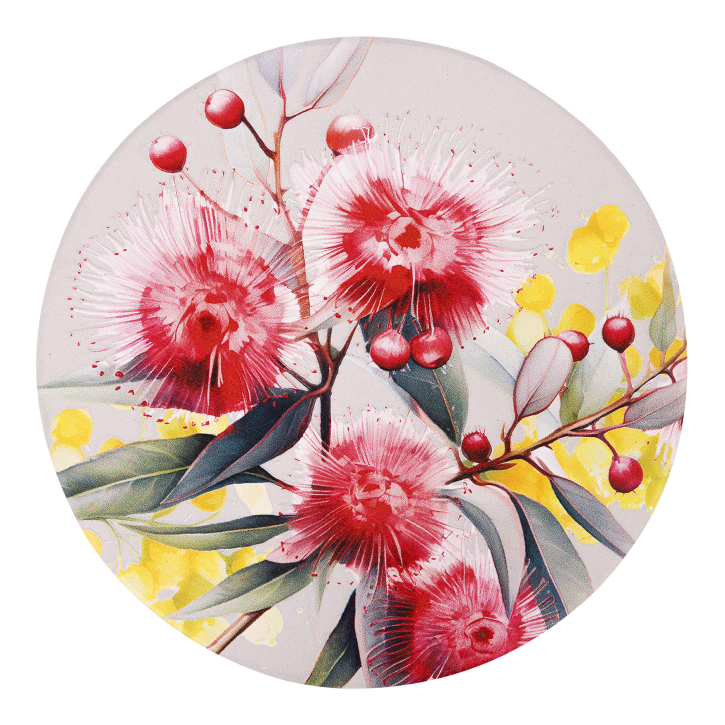 Native Blooms - Red Wattle Ceramic Coaster