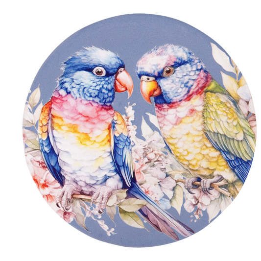 Native Blooms - Lorikeets Ceramic Coaster