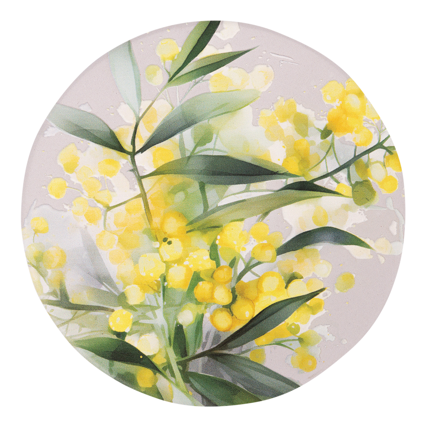 Native Blooms - Yellow Wattle Ceramic Coaster
