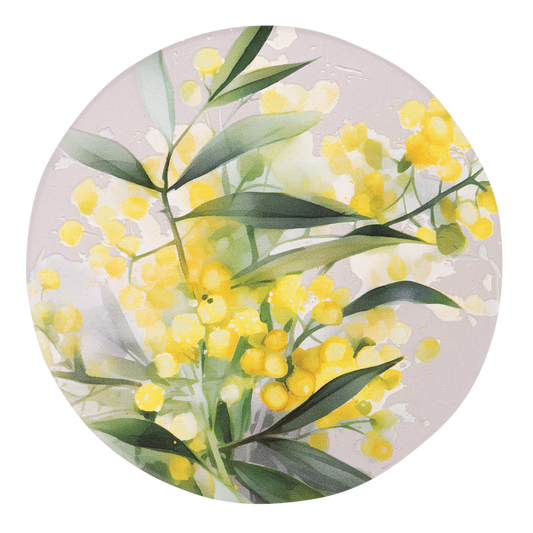 Native Blooms - Yellow Wattle Ceramic Coaster