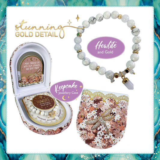 Crystal Point Bracelet with Jewellery Case Gift Set - Howlite