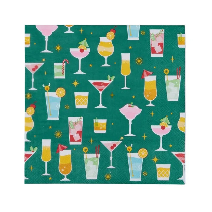 Christmas Napkin - Festive Cocktails (20 Pack)