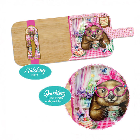 Resin Large Bamboo Serving Board with Cheese Knife - Wonda Wombat