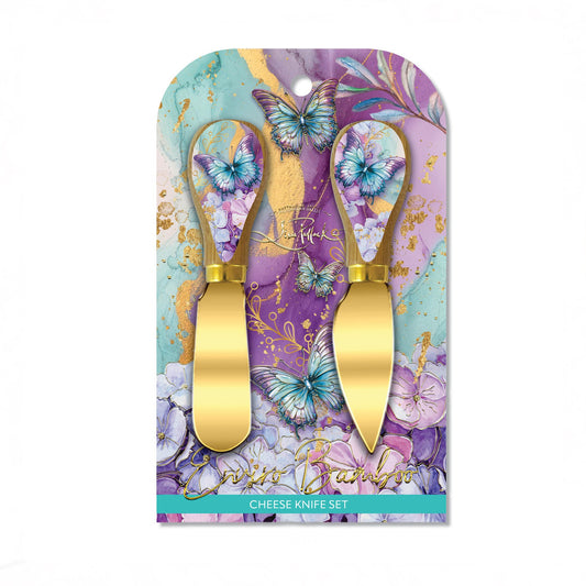 Cheese Knives - Amethyst Butterflies