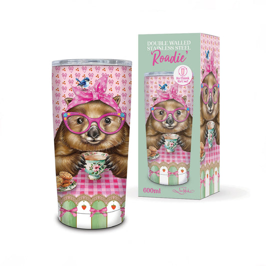 Double Walled Stainless Steel ‘Roadie’ Travel Mug (600ml) - Wonda Wombat