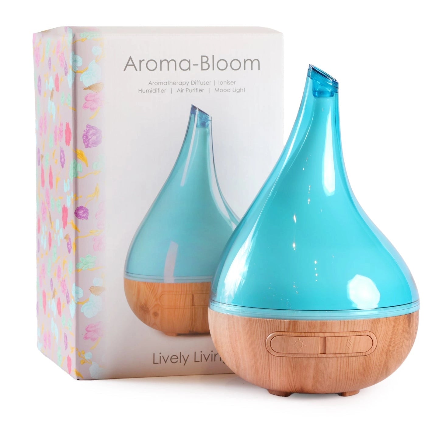 Aroma-Bloom Aromatherapy Diffuser - Wood & Turquoise