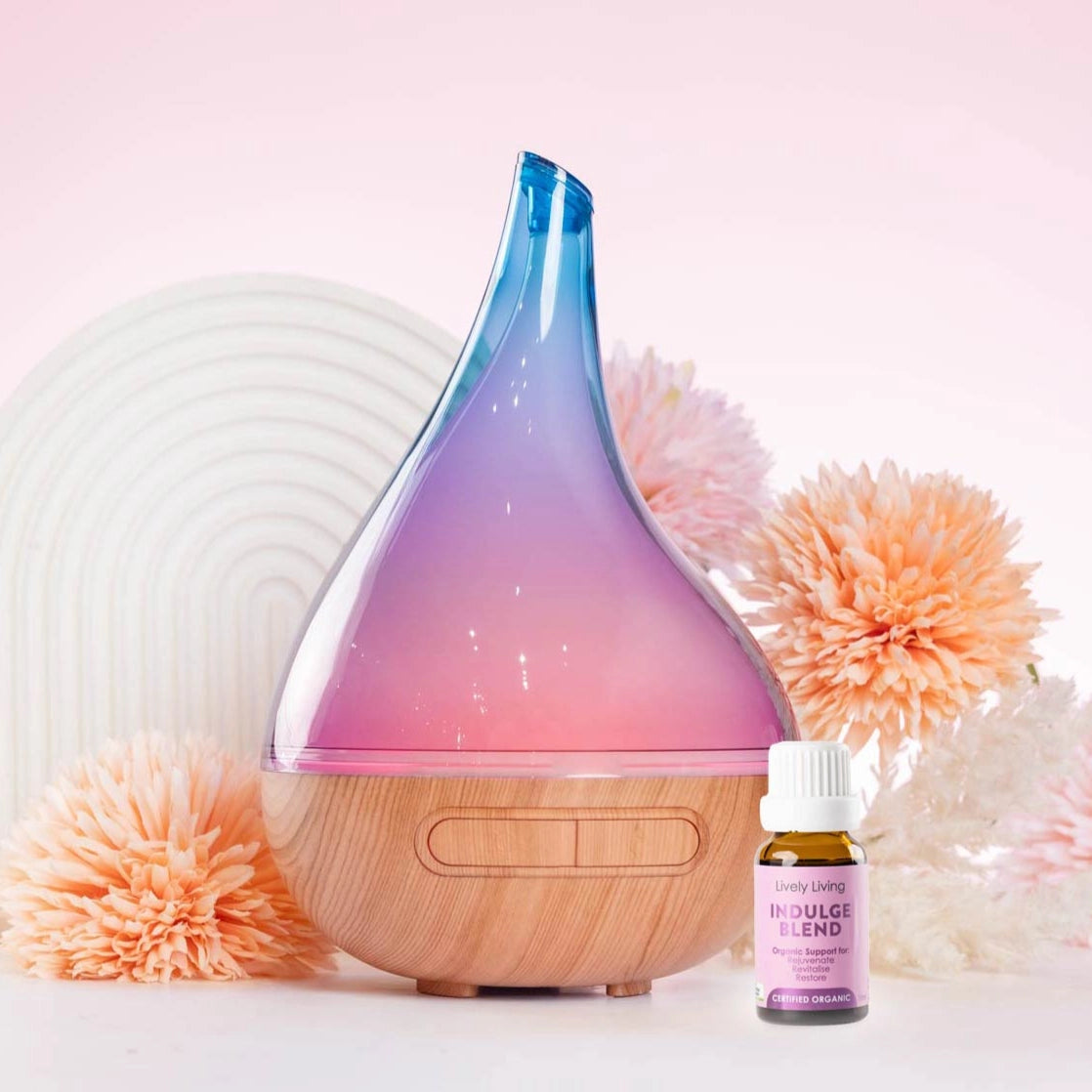 Aroma-Bloom Aromatherapy Diffuser - Wood & Turquoise