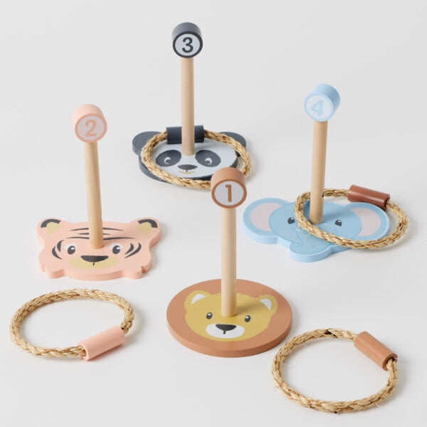 Wooden Animal Ring Toss Set