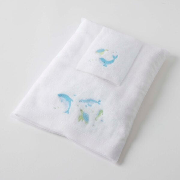 Bath Towel & Face Washer in Organza Bag - Ocean Buddies