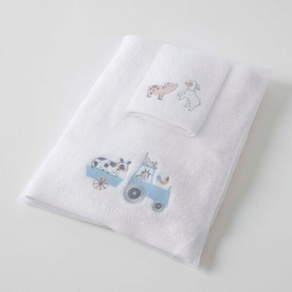 Bath Towel & Face Washer in Organza Bag - Farm Fun