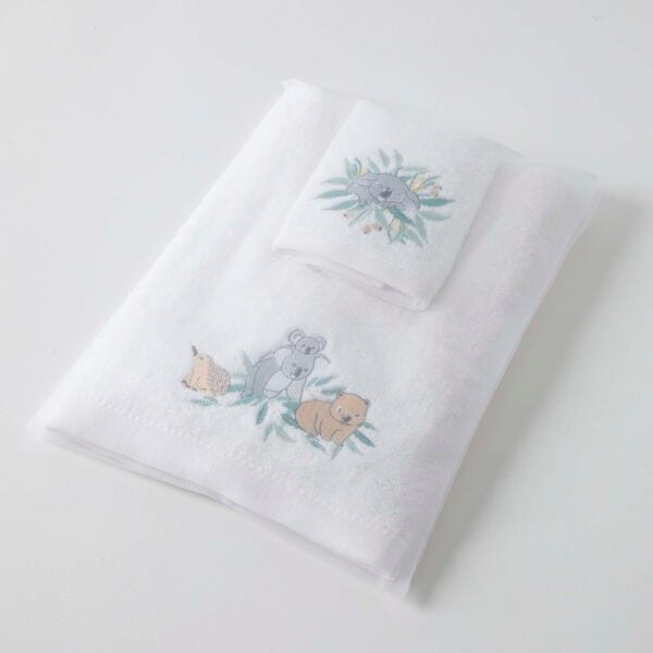 Bath Towel & Face Washer in Organza Bag - Koala Cuddles