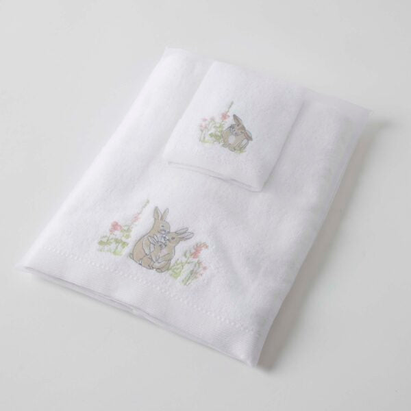 Bath Towel & Face Washer in Organza Bag - Some Bunny Loves You