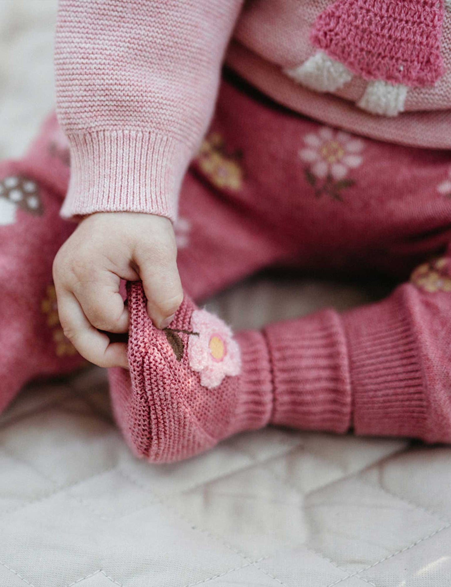 Flower Knitted Booties (Magical Forest)