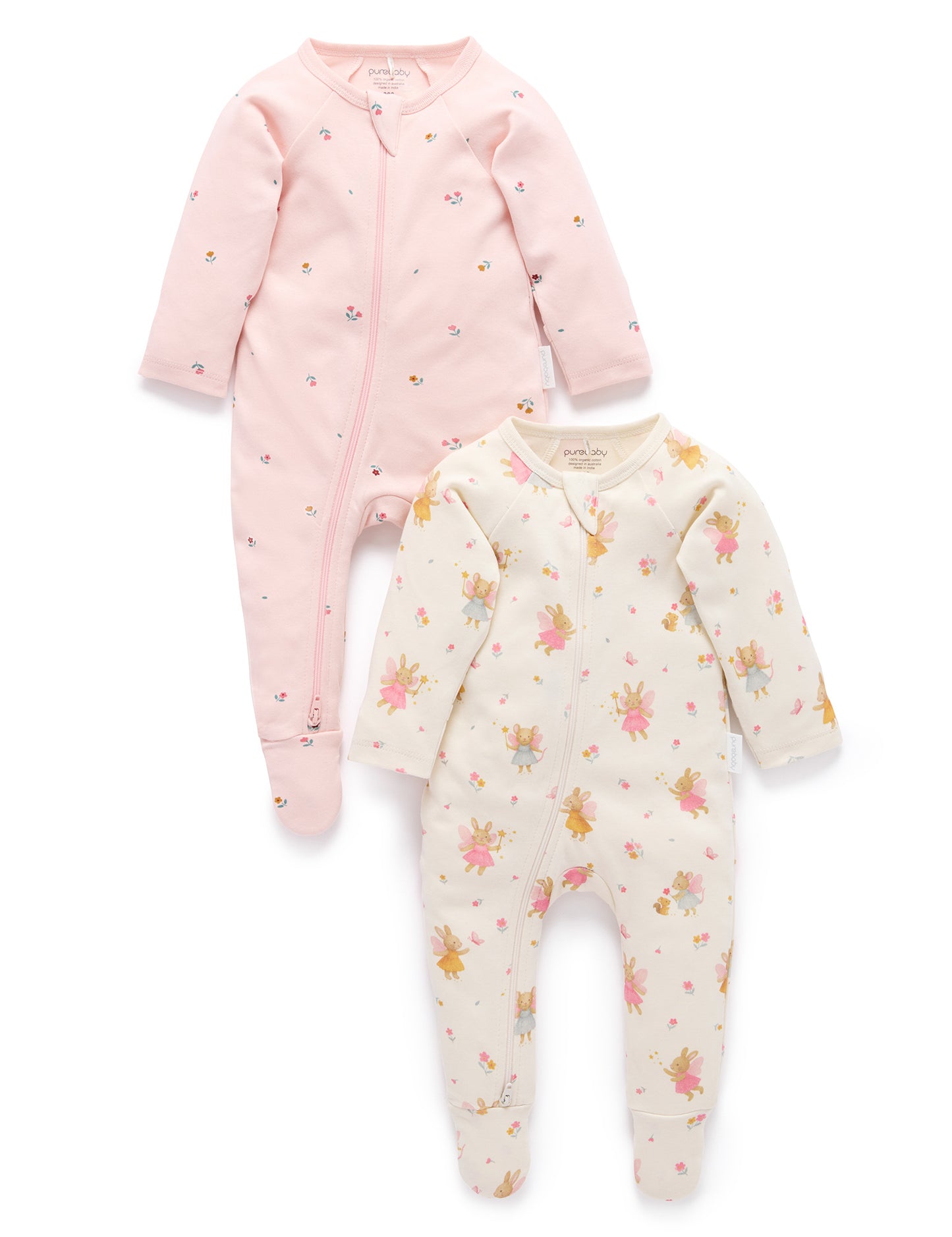 Woodland Little Fairies 2 Pack Zip Growsuits