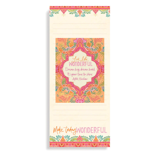 Live Life Wonderful Magnetic List Pad and Mini Note Pad Set