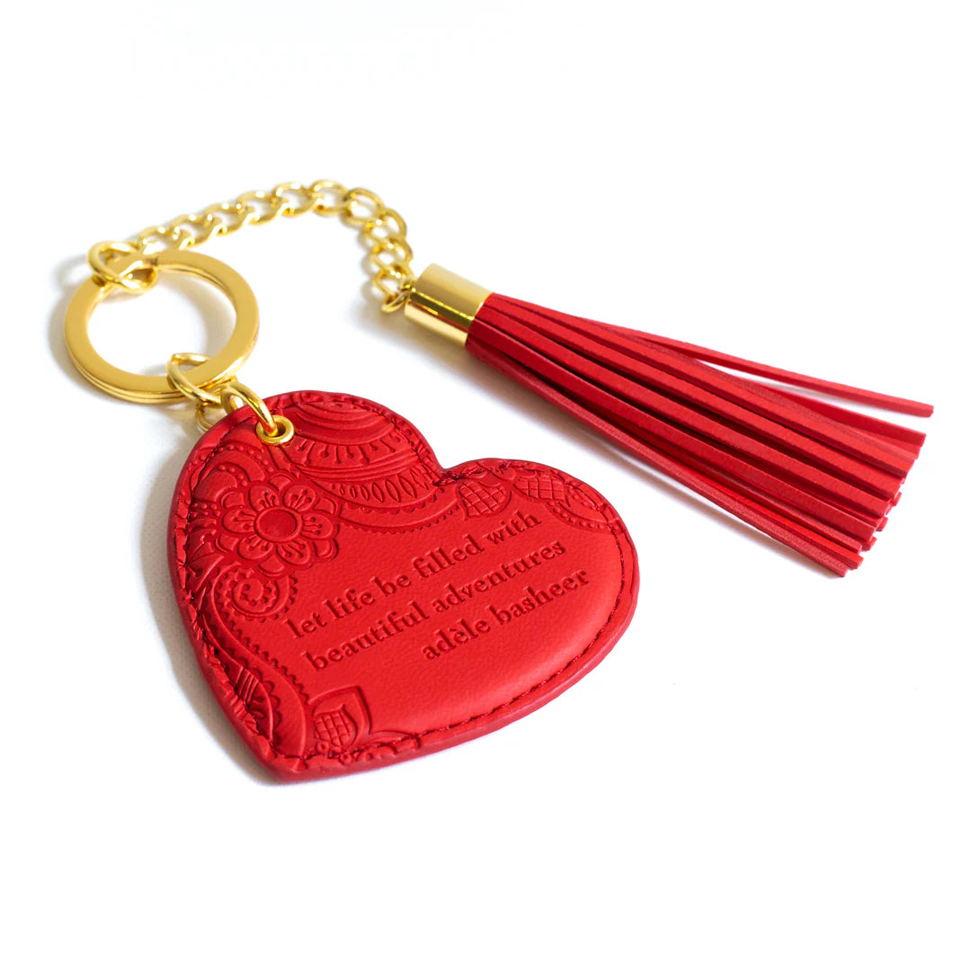 Faux Leather Key Chain - Scarlet