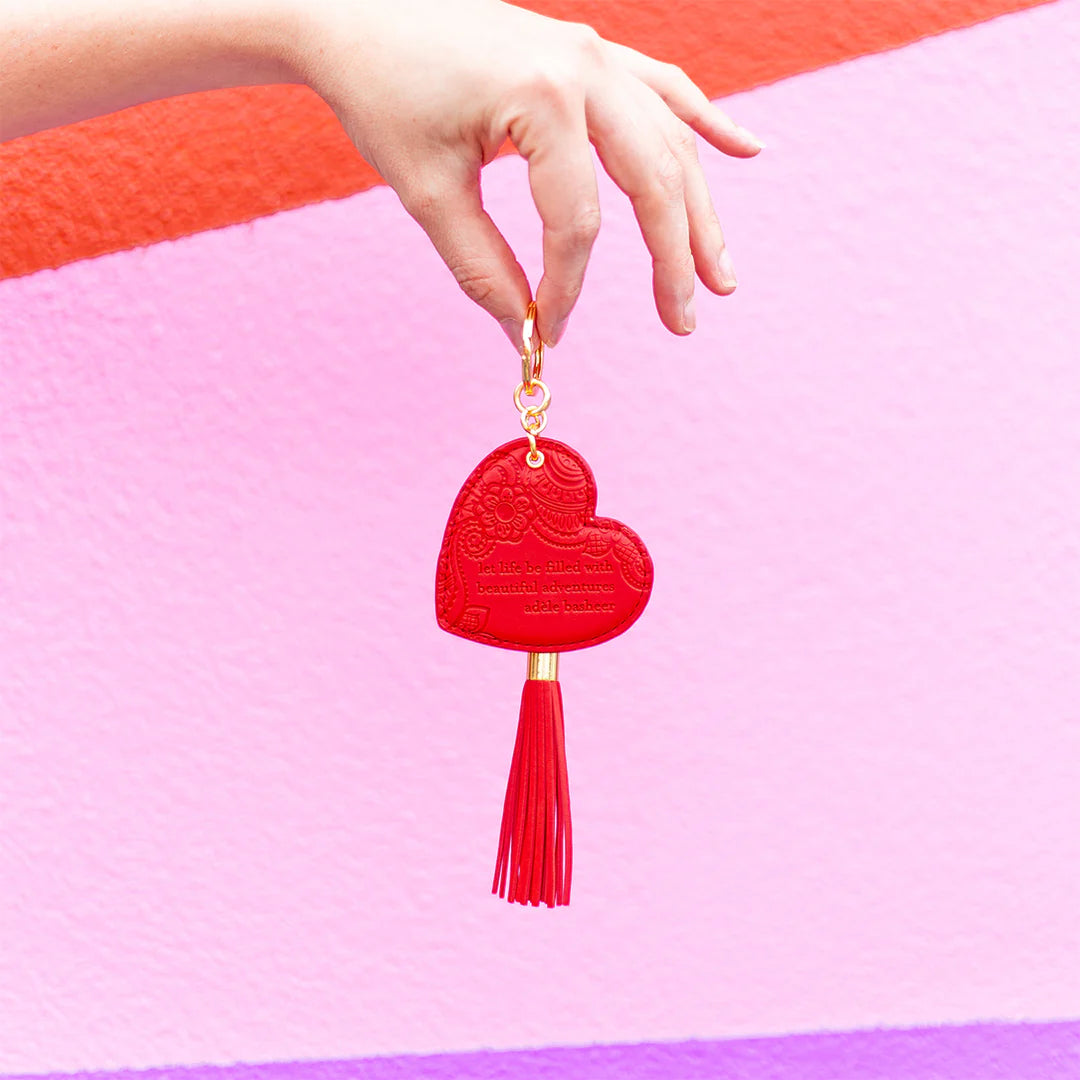 Faux Leather Key Chain - Scarlet