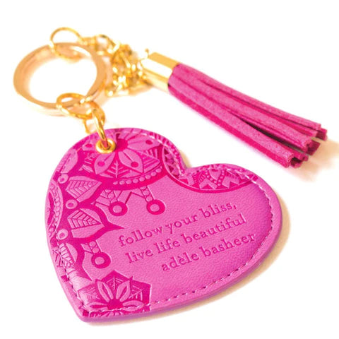 Faux Leather Key Chain - Magenta