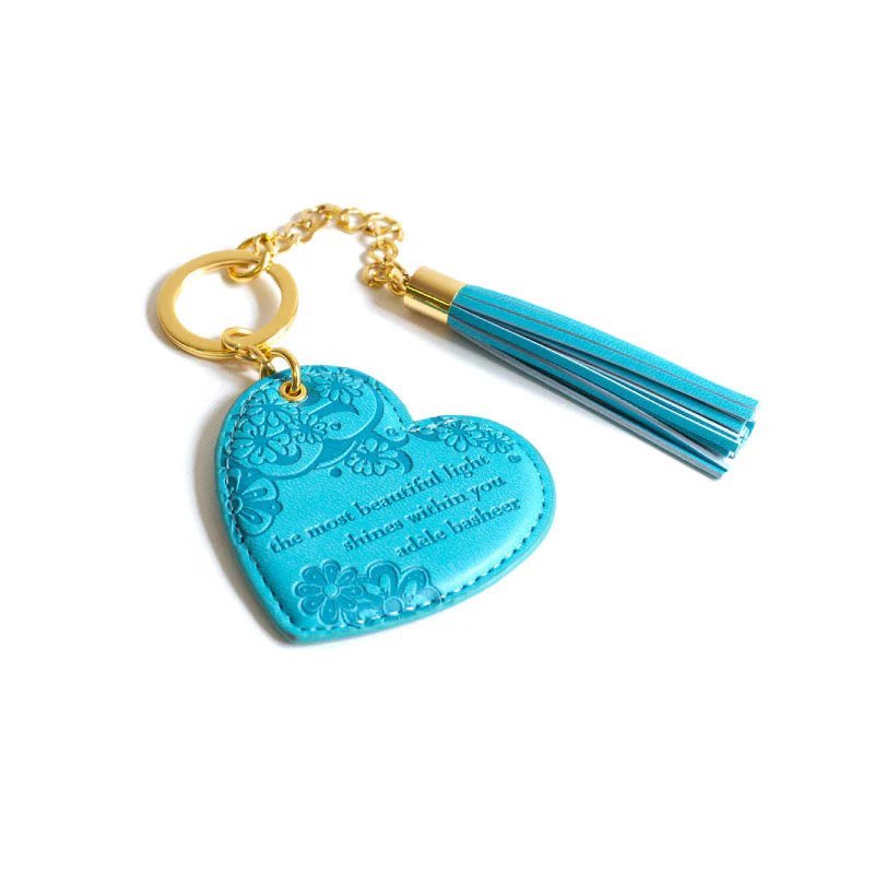 Faux Leather Key Chain - Azure