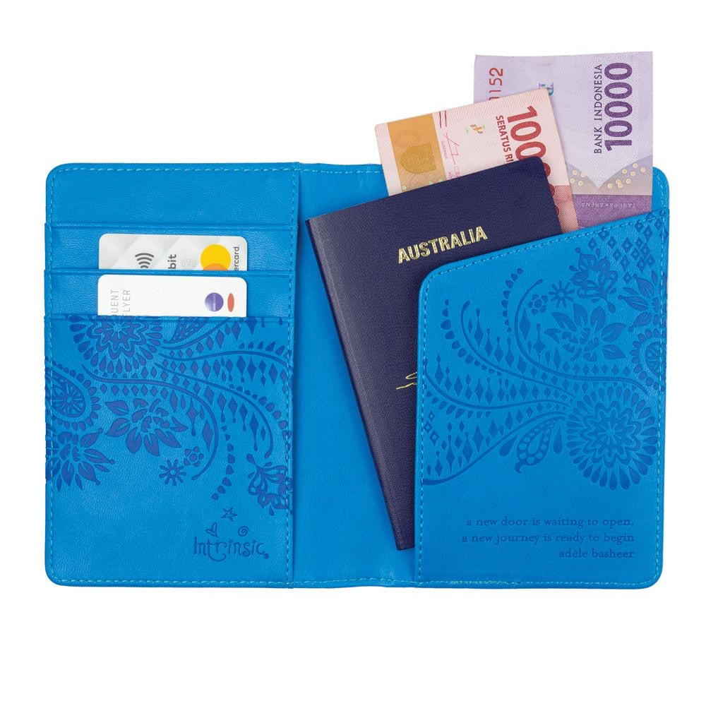 Faux Leather Passport Wallet - Amalfi Blue