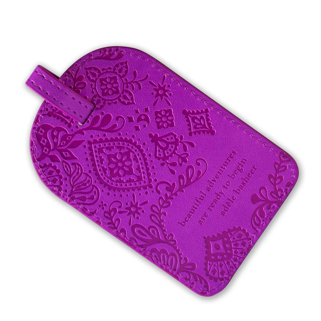 Faux Leather Luggage Tag - Berry Bliss