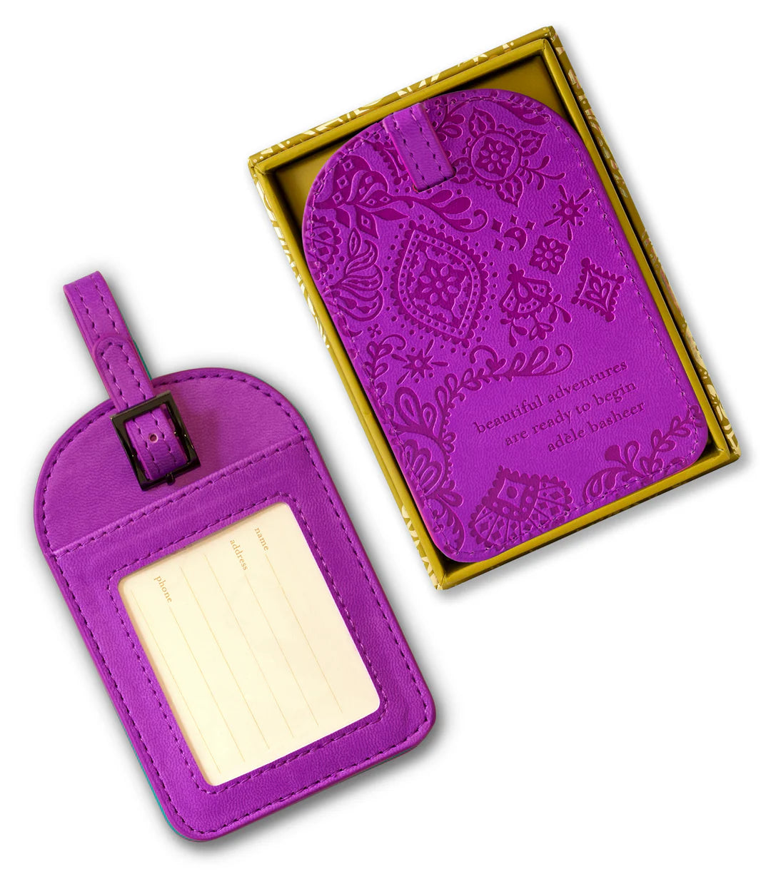 Faux Leather Luggage Tag - Berry Bliss