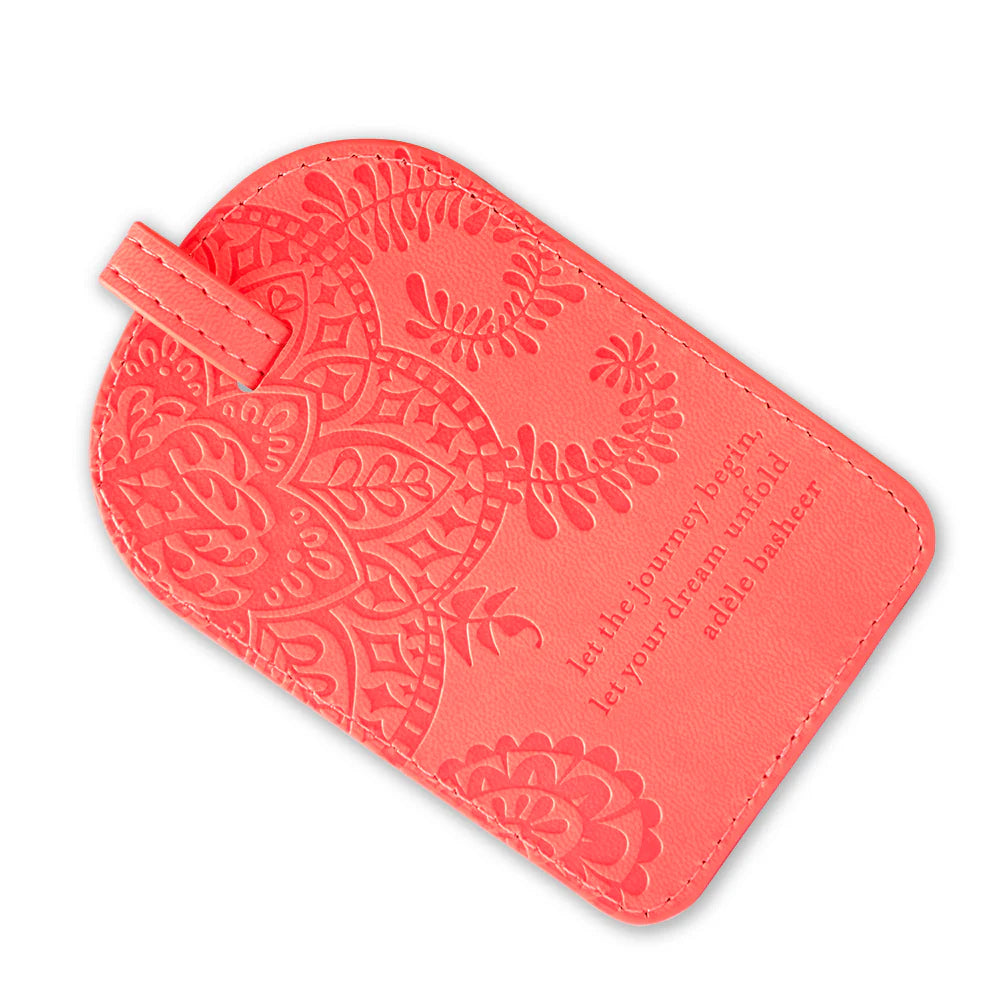 Faux Leather Luggage Tag - Peach
