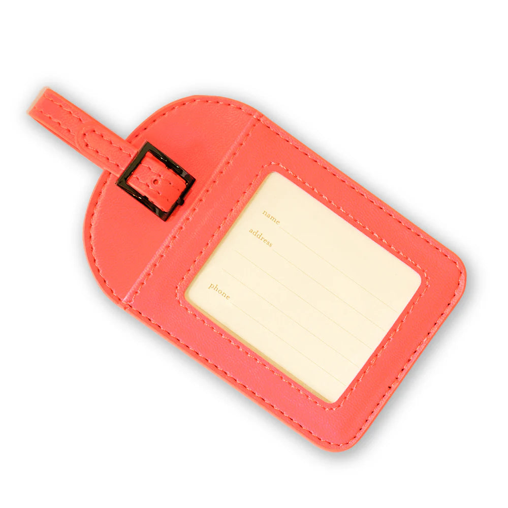 Faux Leather Luggage Tag - Peach