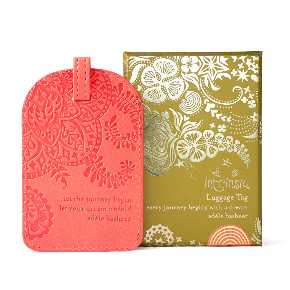Faux Leather Luggage Tag - Peach