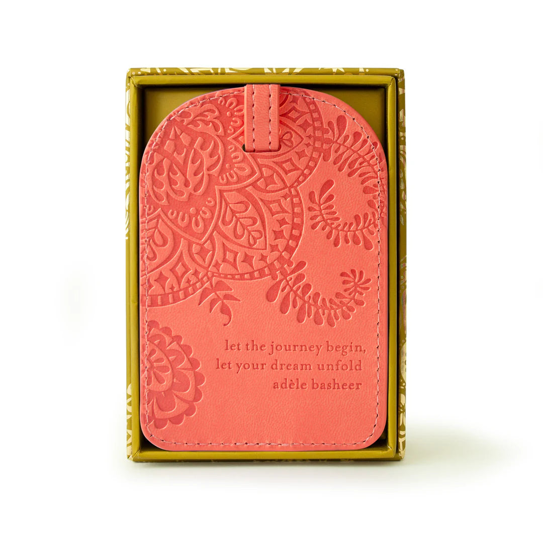 Faux Leather Luggage Tag - Peach