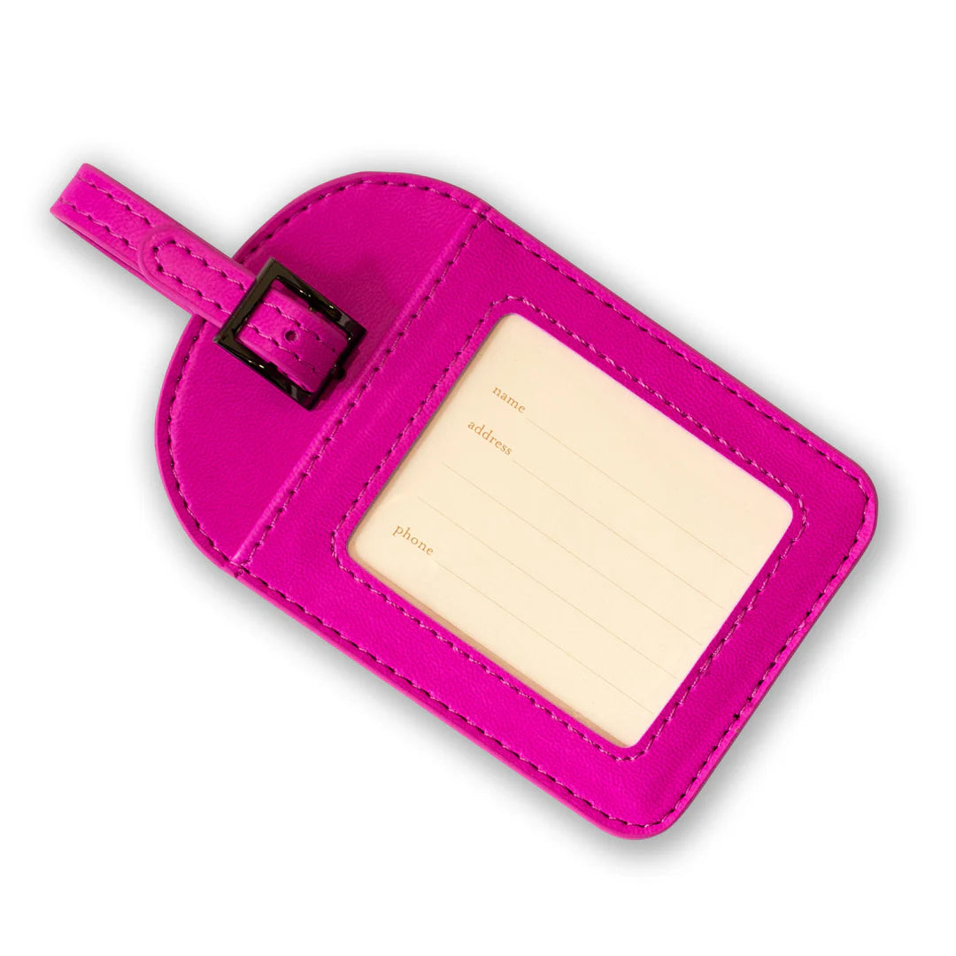 Faux Leather Luggage Tag - Positively Pink