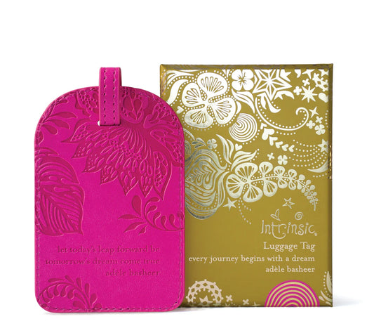 Faux Leather Luggage Tag - Positively Pink
