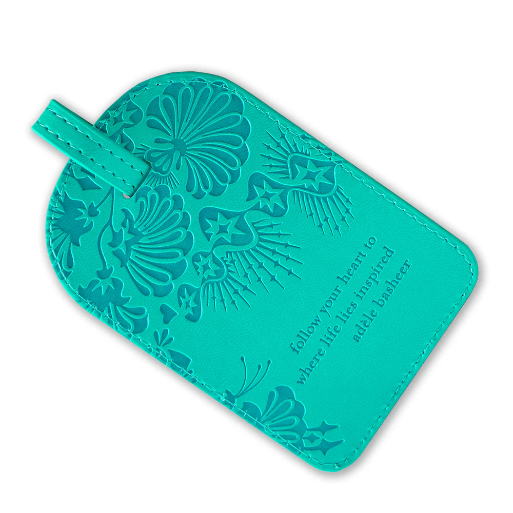 Faux Leather Luggage Tag - Turquoise Twist