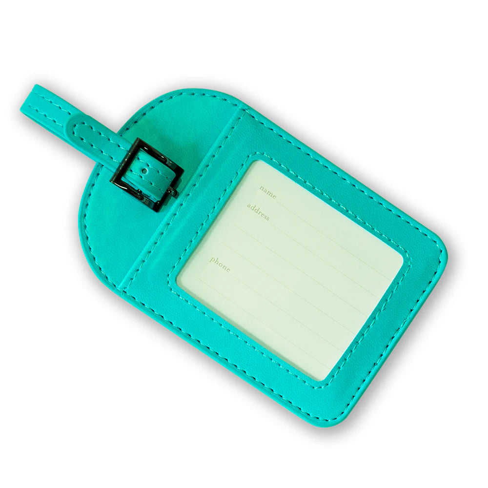 Faux Leather Luggage Tag - Turquoise Twist