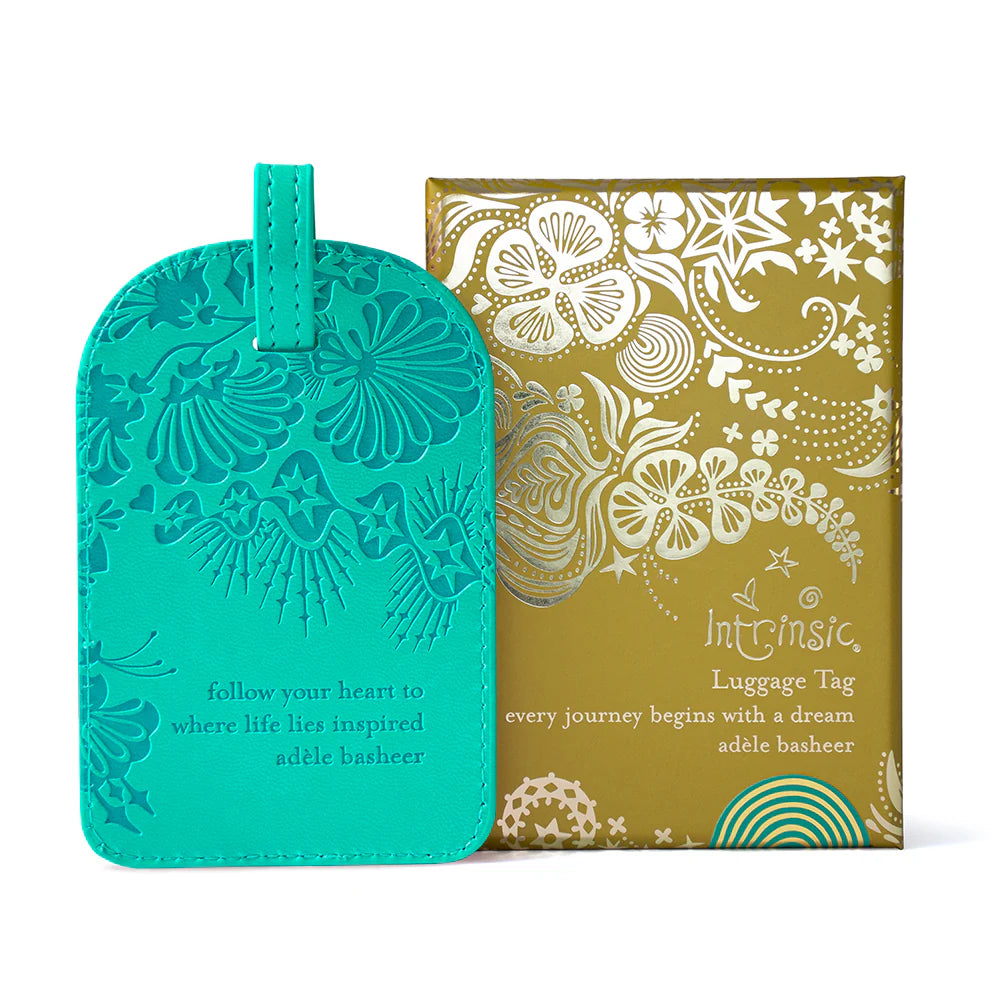 Faux Leather Luggage Tag - Turquoise Twist