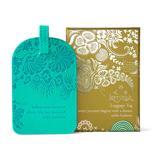 Faux Leather Luggage Tag - Turquoise Twist
