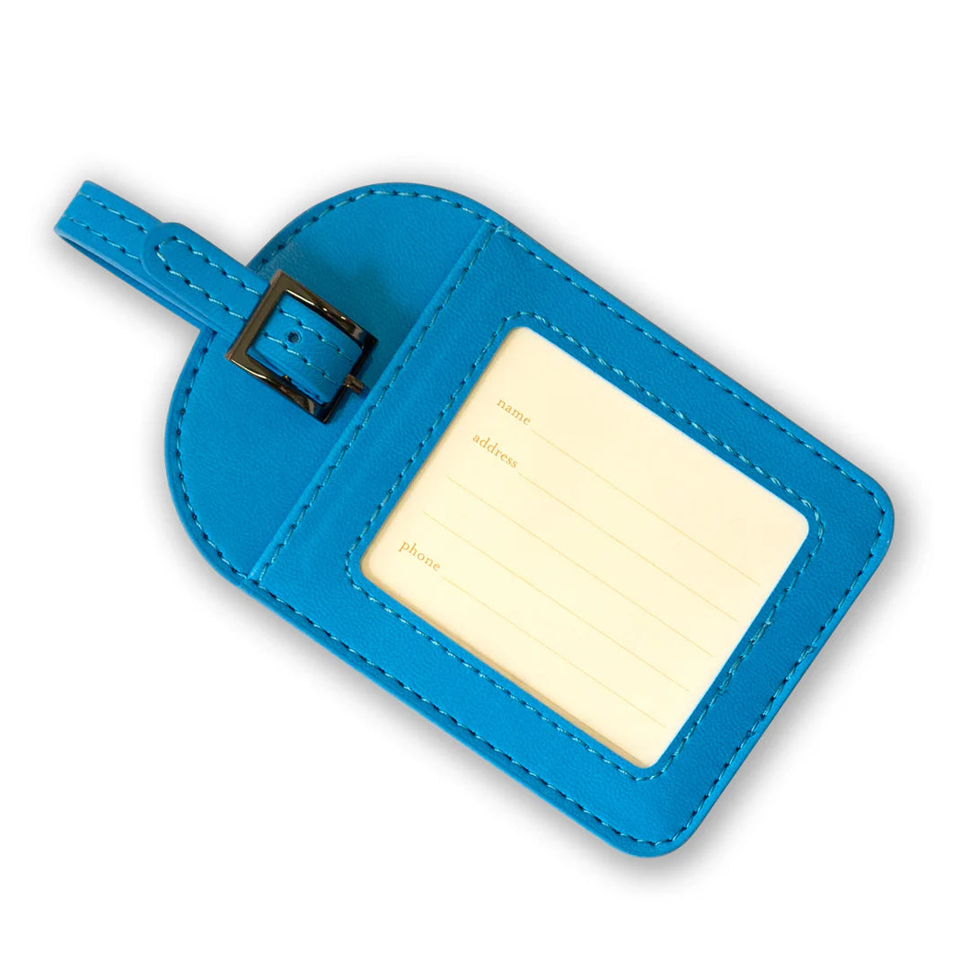 Faux Leather Luggage Tag - Amalfi Blue