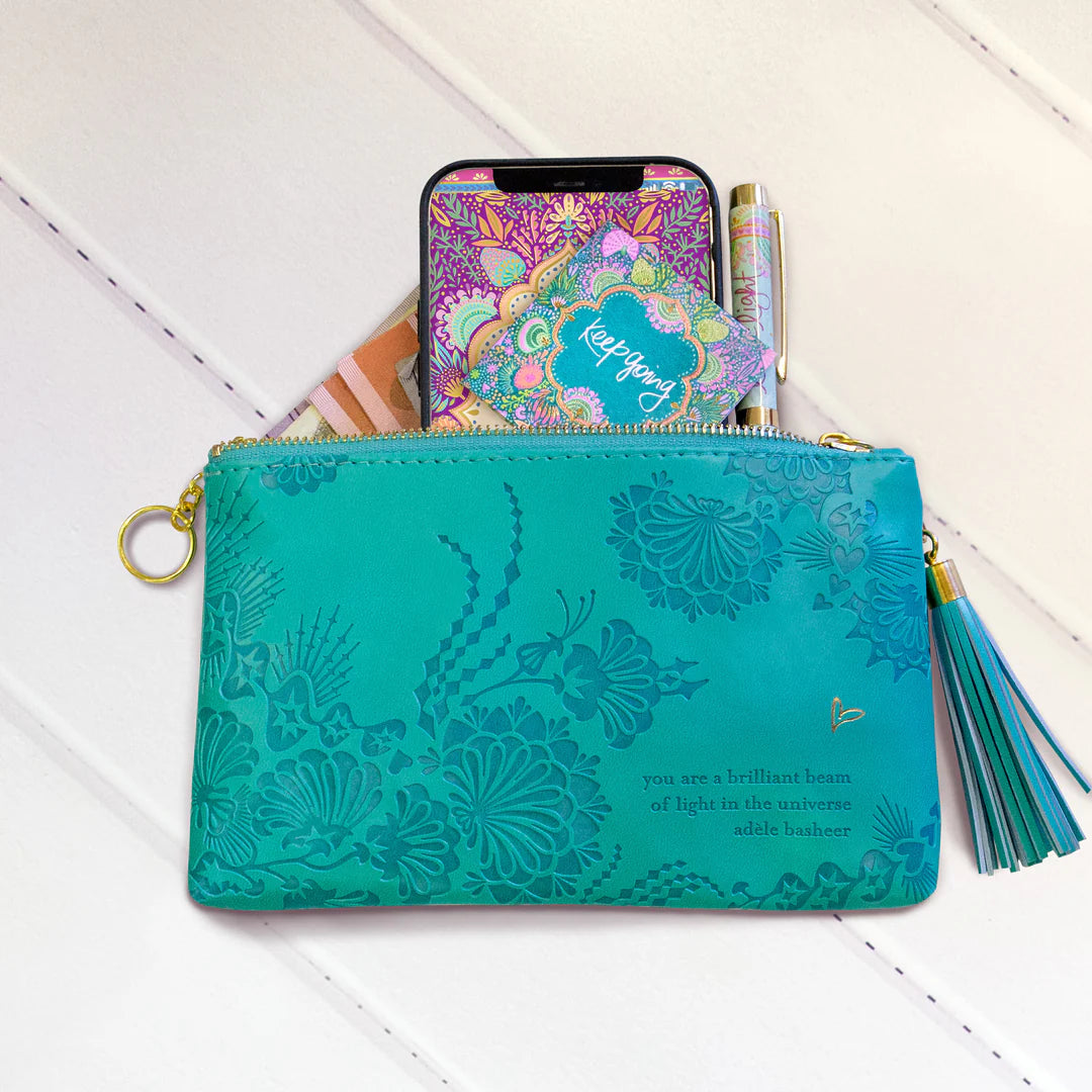 Faux Leather Coin Purse - Turquoise Twist
