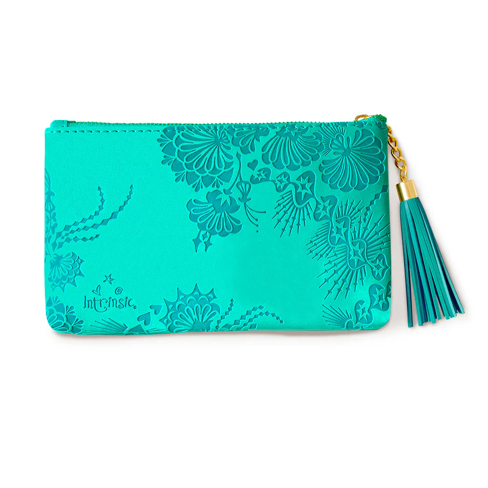 Faux Leather Coin Purse - Turquoise Twist